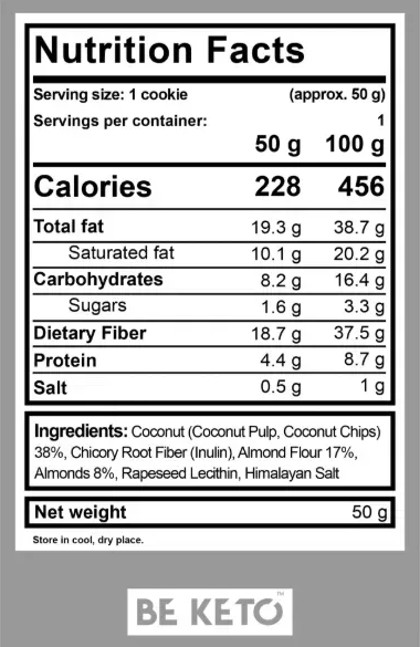 Biscuiți Keto Cocos & Migdale 50g (BE KETO)