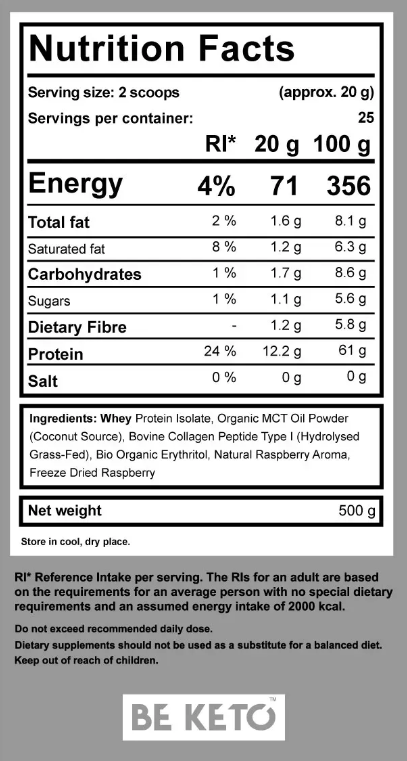 Shake Diet Keto – Zmeură Salbatica 500g (BE KETO)