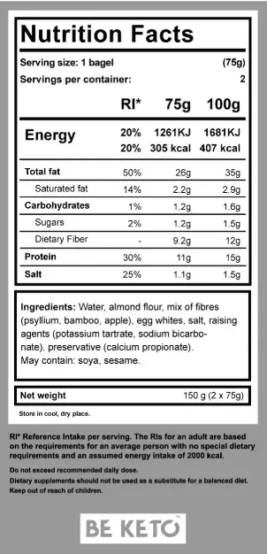 Gluten-Free Keto Bagel Bun 150g (BE KETO)