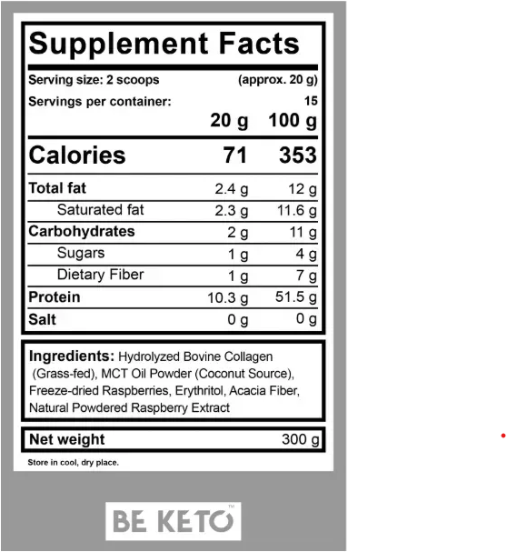 Colagen Keto Zmeura Salbatica + MCT 300g (BE KETO)