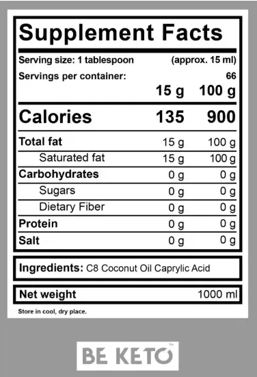 Bio MCT Oil 100% lichid C8 – 1000 ml