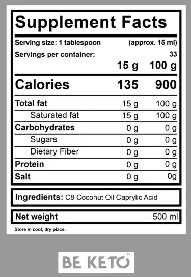 Bio MCT Oil 100% lichid C8 – 500 ml