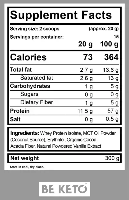 Keto Izolat Proteic din Zer + MCT – Vanilie Franțuzească 300g