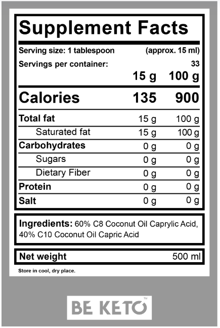 MCT Oil lichid C8 + C10 – 500 ml
