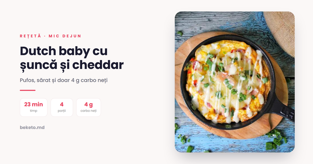 Dutch baby keto bogat în proteine cu șuncă și cheddar