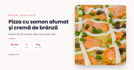 Pizza cu somon afumat și cremă de brânză – rețetă keto cu blat Be Keto