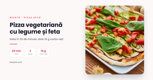 Pizza vegetariană cu legume la grătar și feta – rețetă keto cu blat Be Keto