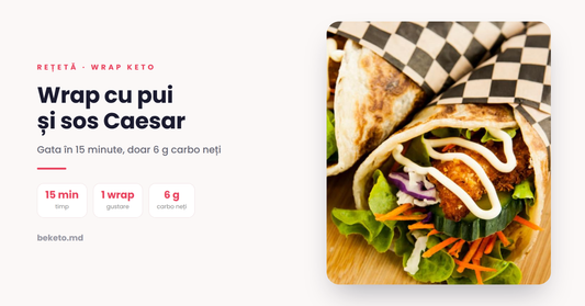 Wrap cu pui și sos Caesar keto – rețetă cu tortilla Be Keto