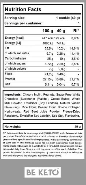 Biscuit Keto – Ciocolata Alba & Zmeura (BE KETO)