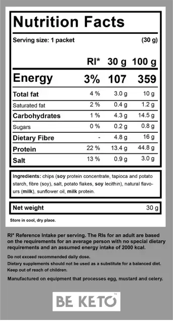 Chipsuri Keto – Cascaval Elvetian & Ceapa Franceza 30g (BE KETO)
