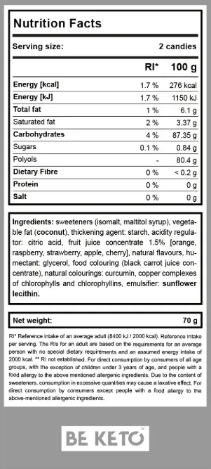 Bomboane Keto Mix Fructe – 70g (BE KETO)