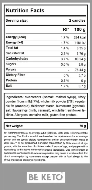Bomboane Keto Caramel – 70g (BE KETO)