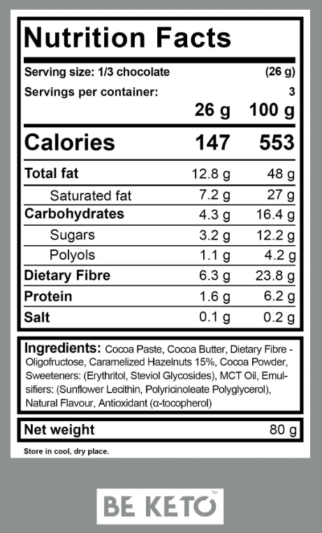 Ciocolata Vegan Keto + Ulei MCT – Aluna Caramelizata – 80g (BE KETO)