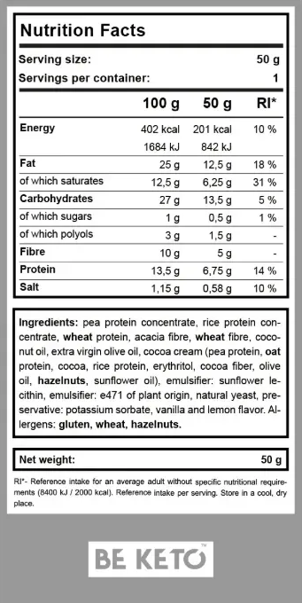 Croissant Low-Carb cu Umplutura de Ciocolata 50g (BE KETO)