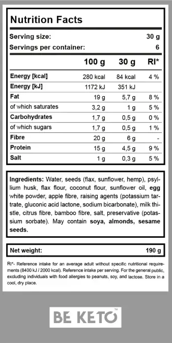 Pâine Keto Nr. 1 190g (BE KETO)
