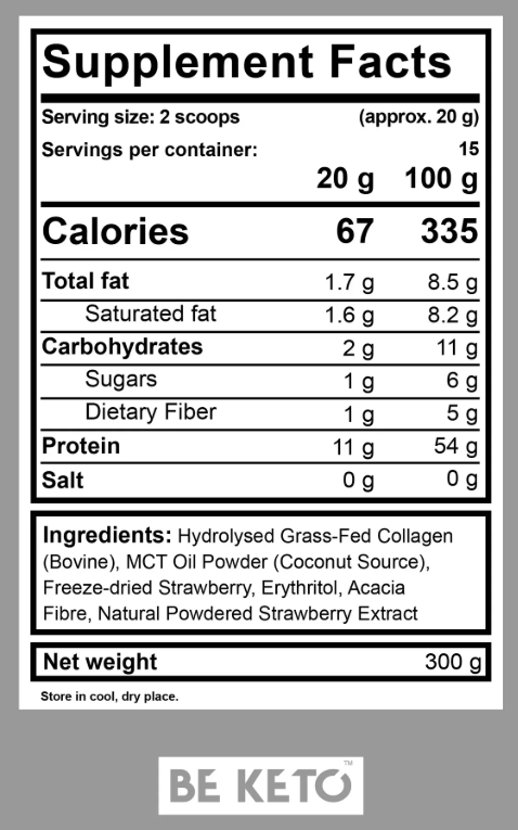 Colagen Keto Capsuna Proaspata + MCT 300g (BE KETO)