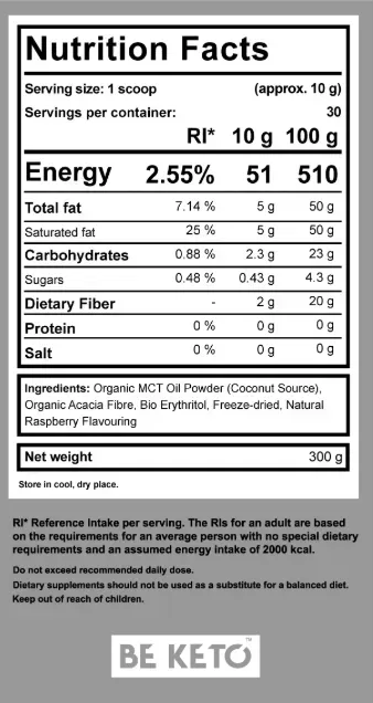 Pudra Ulei MCT – Zmeura Salbatica 300g