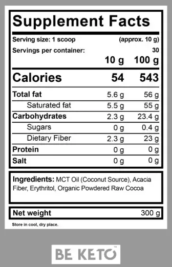 Pudra Ulei MCT – Ciocolata Naturala 300g