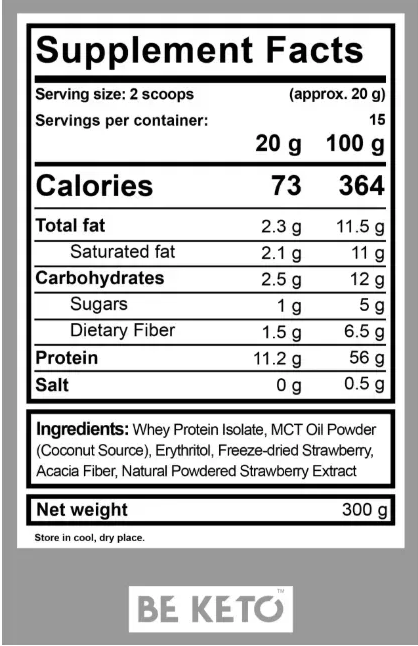Proteină Zer Izolată Keto + MCT – Zmeură Sălbatică 300g