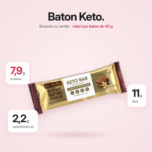 Baton Keto – Brownie cu Vanilie – 40g (BE KETO)