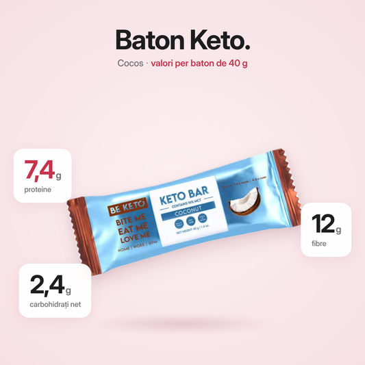 Baton Keto – Ciocolata cu Cocos – 40g (BE KETO)