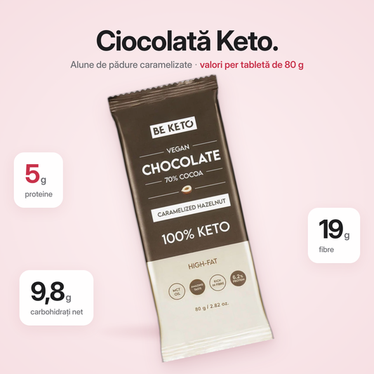 Ciocolata Vegan Keto + Ulei MCT – Aluna Caramelizata – 80g (BE KETO)