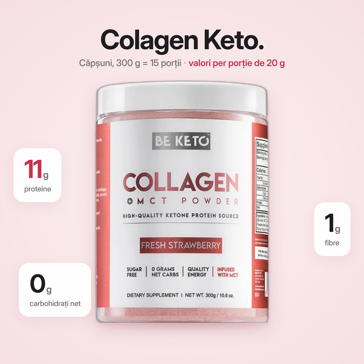 Colagen Keto Capsuna Proaspata + MCT 300g (BE KETO)