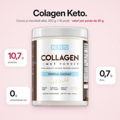 Colagen Keto + Ulei MCT – Cocos & Ciocolata Alba (BE KETO)
