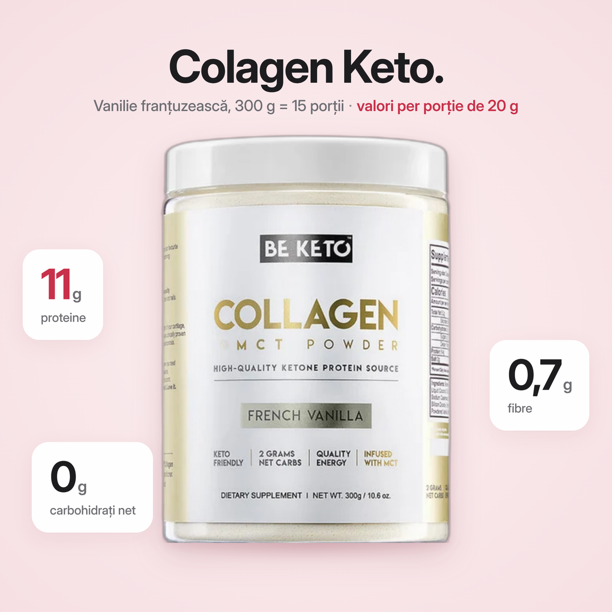 Colagen Keto + Ulei MCT – Vanilie Frantuzeasca 300g