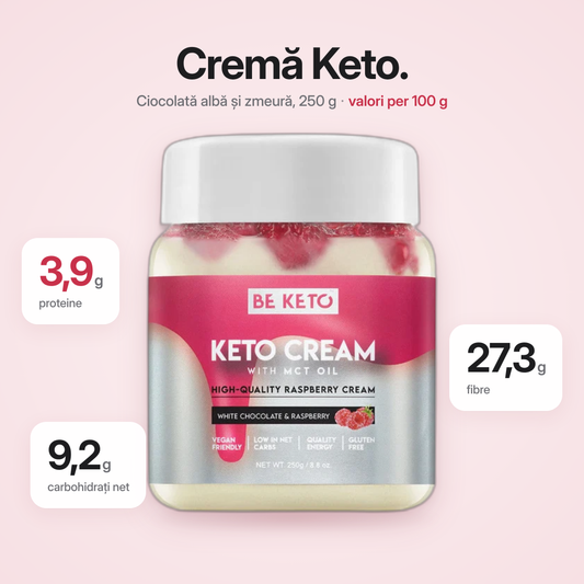 Crema Keto – Ciocolata Alba & Zmeura + MCT 250g
