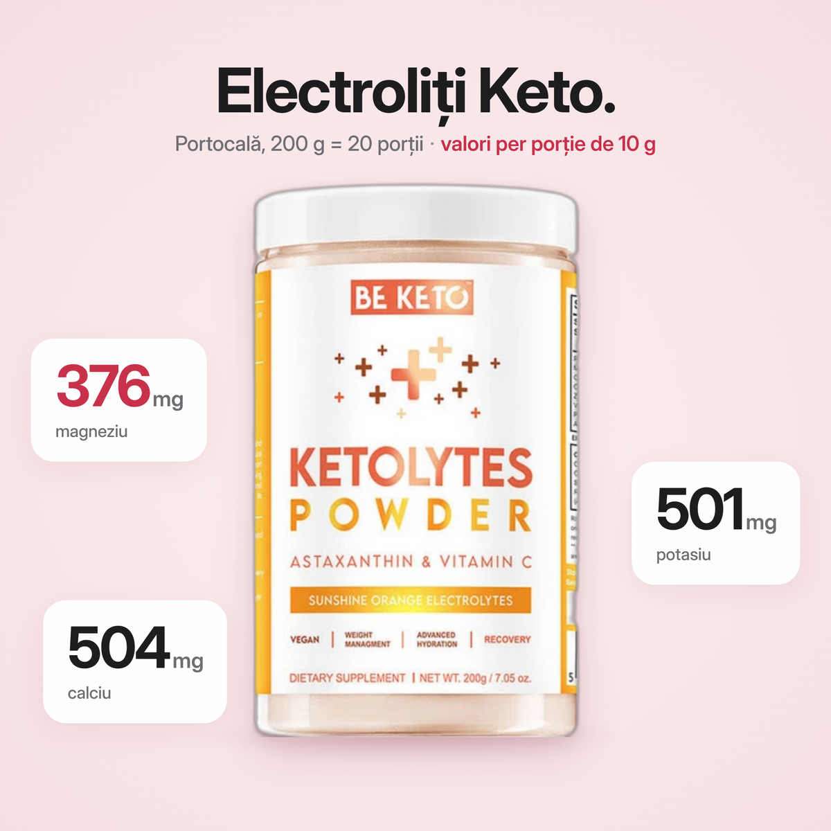 Кето-порошок электролитов – Солнечный апельсин 200г (BE KETO)