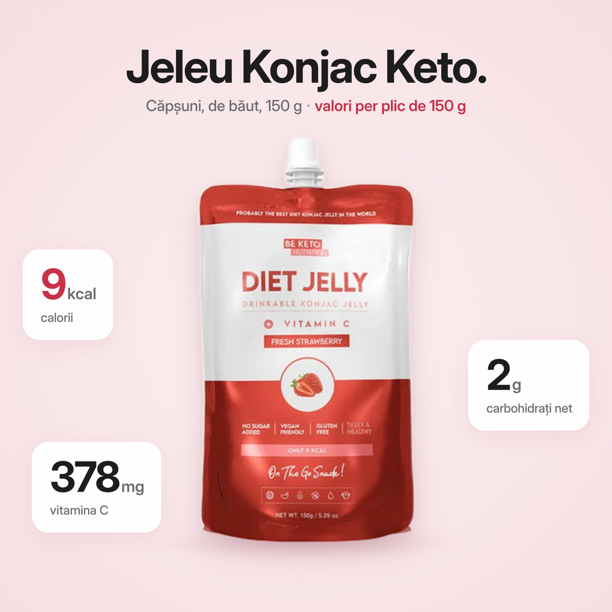 Диетическое желе Коньяку – Свежая клубника – 150 г (BE KETO)