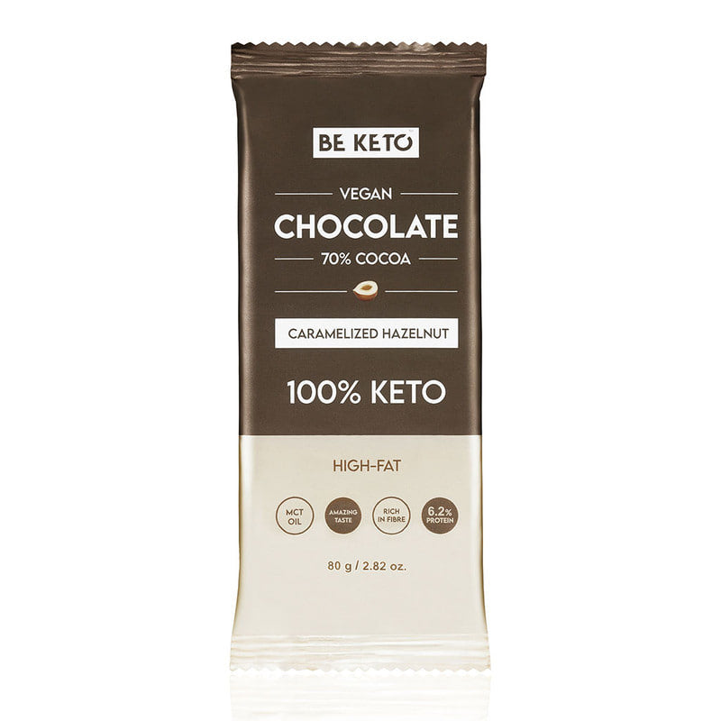 Ciocolata Vegan Keto + Ulei MCT – Aluna Caramelizata – 80g (BE KETO)