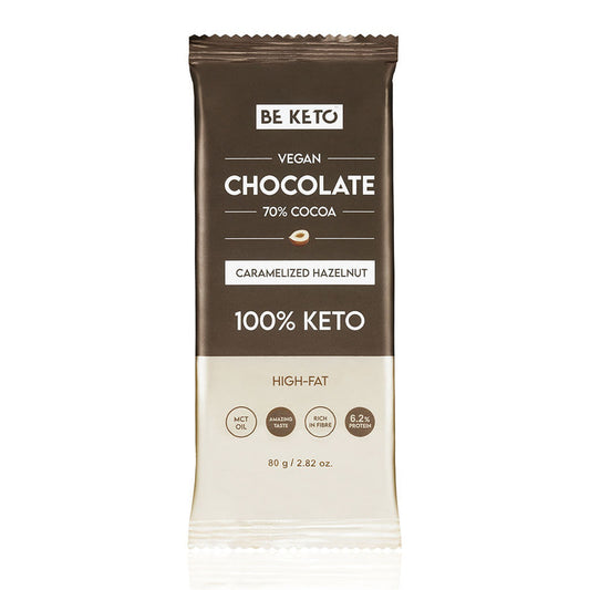 Ciocolata Vegan Keto + Ulei MCT – Aluna Caramelizata – 80g (BE KETO)