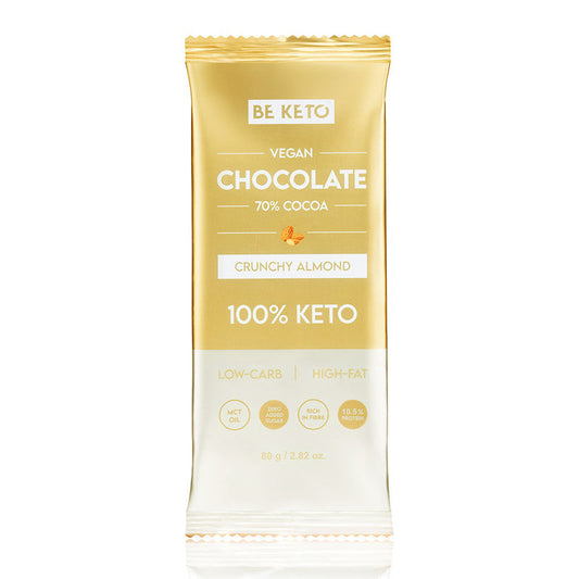 Ciocolata Vegan Keto + Ulei MCT – Migdale Crocante – 80g (BE KETO)