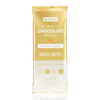 Vegan Keto Ciocolată + Ulei MCT – Migdale Crocante – 80g (BE KETO)