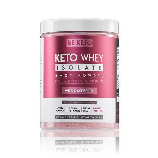 Proteina Whey Izolata Keto + MCT – Zmeura Salbatica 300g