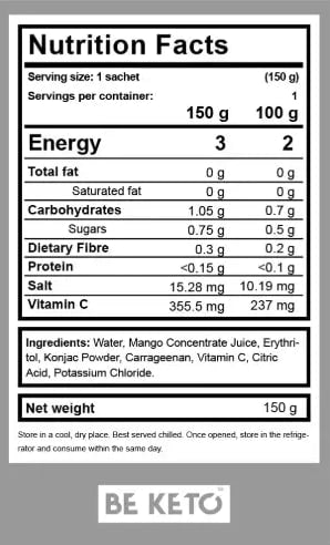 Диетическое желе Коньяк – Тропическое манго – 150г (BE KETO)