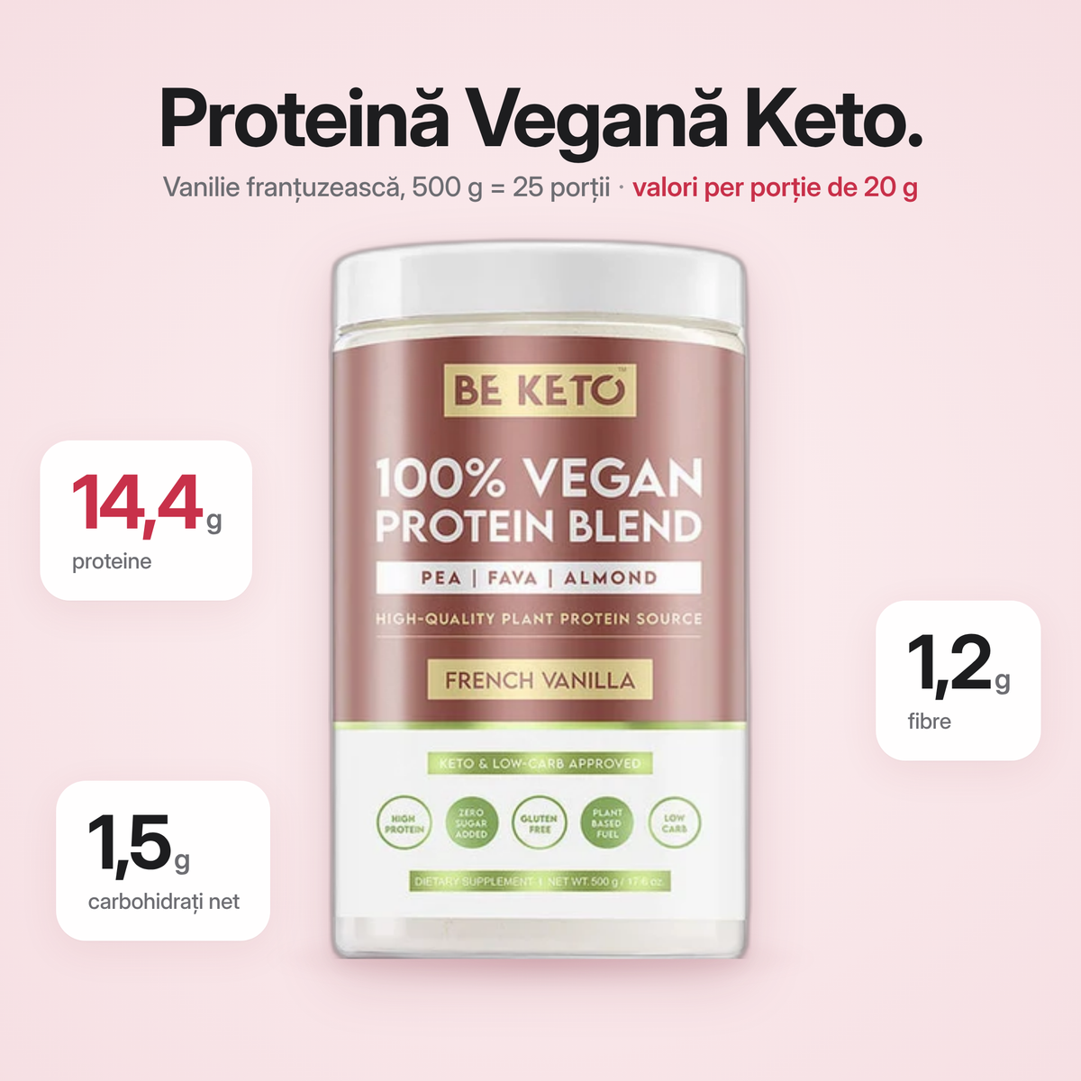 Proteina Vegana – Vanilie Frantuzeasca 500g