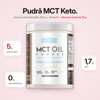 Pudra Ulei MCT – Cocos & Ciocolata Alba 300g