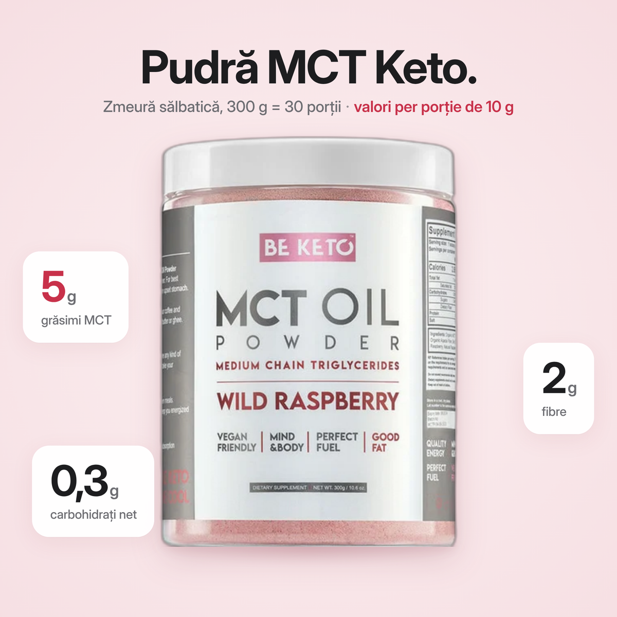 Pudra Ulei MCT – Zmeura Salbatica 300g