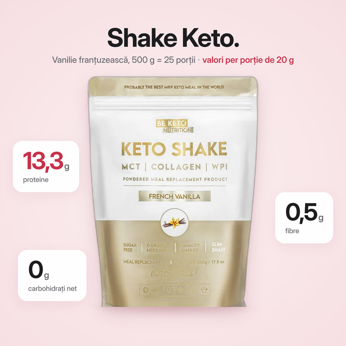 Кето-коктейль для похудения – Французская Ваниль 500 г (BE KETO)