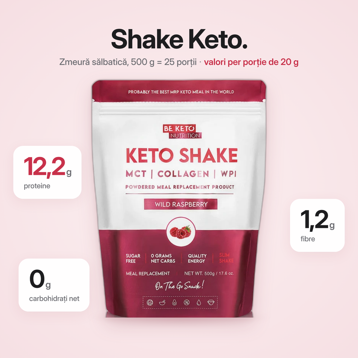 Shake Diet Keto – Zmeură Salbatica 500g (BE KETO)