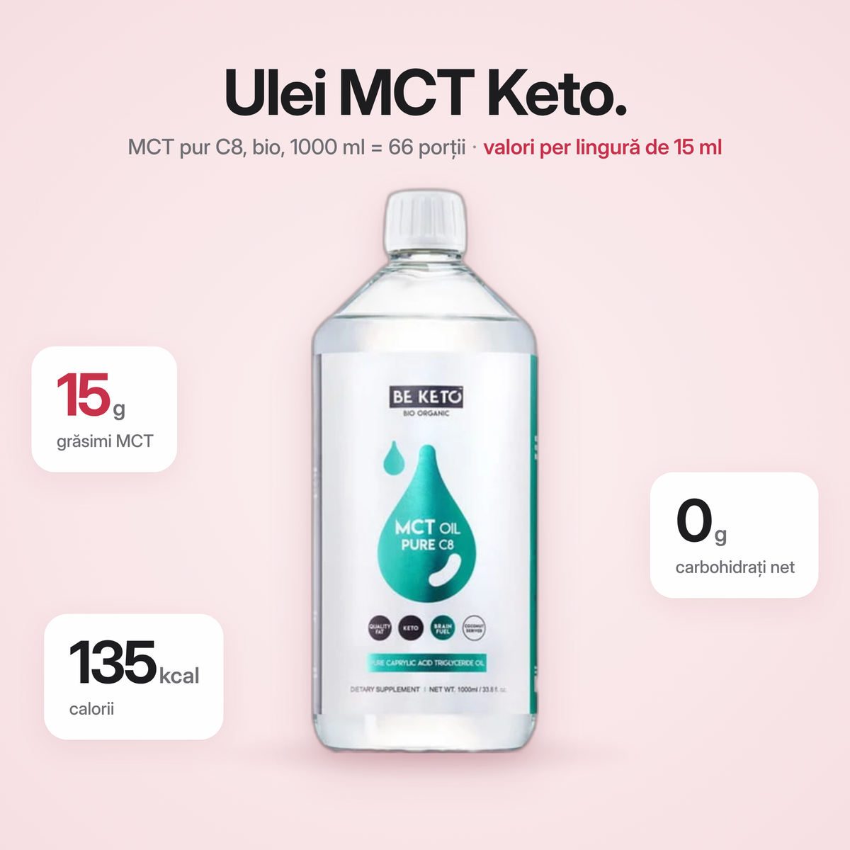 Bio MCT Oil 100% lichid C8 – 1000 ml