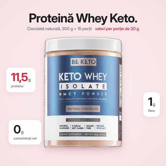 Proteina Whey Izolata Keto + MCT – Ciocolata Naturala 300g