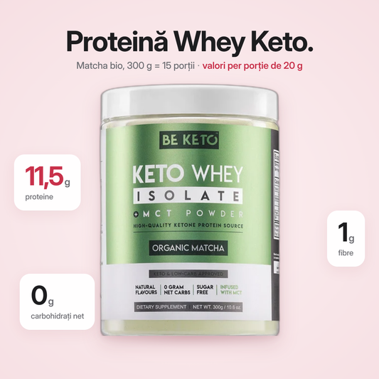 Proteina Whey Izolata Keto + MCT – Matcha Organica 300g