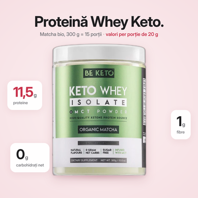 Proteina Whey Izolata Keto + MCT – Matcha Organica 300g