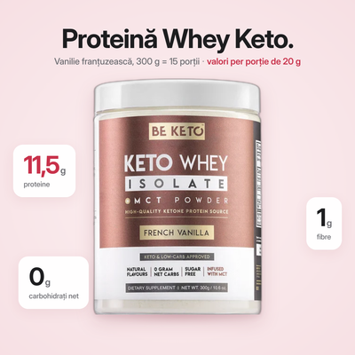Proteina Whey Izolata Keto + MCT – Vanilie Frantuzeasca 300g